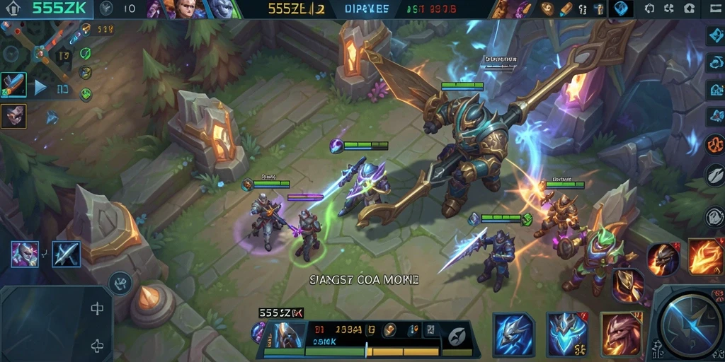 Tampilan memukau dari gameplay 555ZK dalam pertarungan tim.