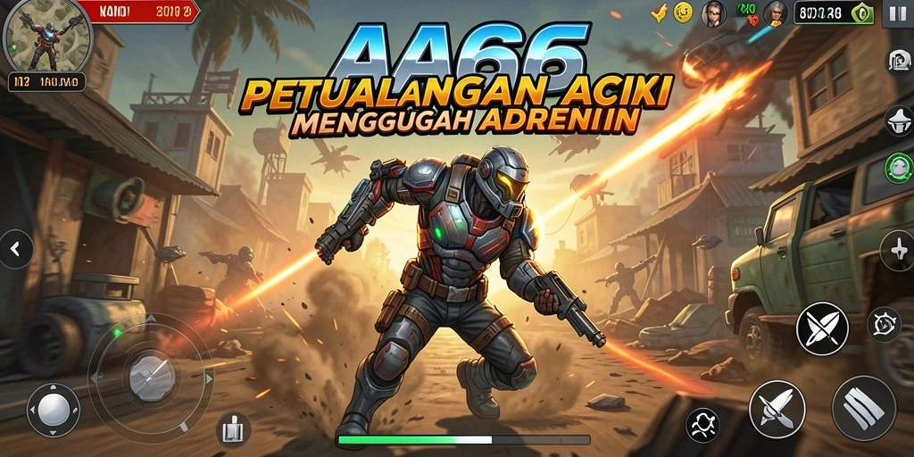 Tangkapan layar utama AA666 menampilkan aksi seru dalam permainan.