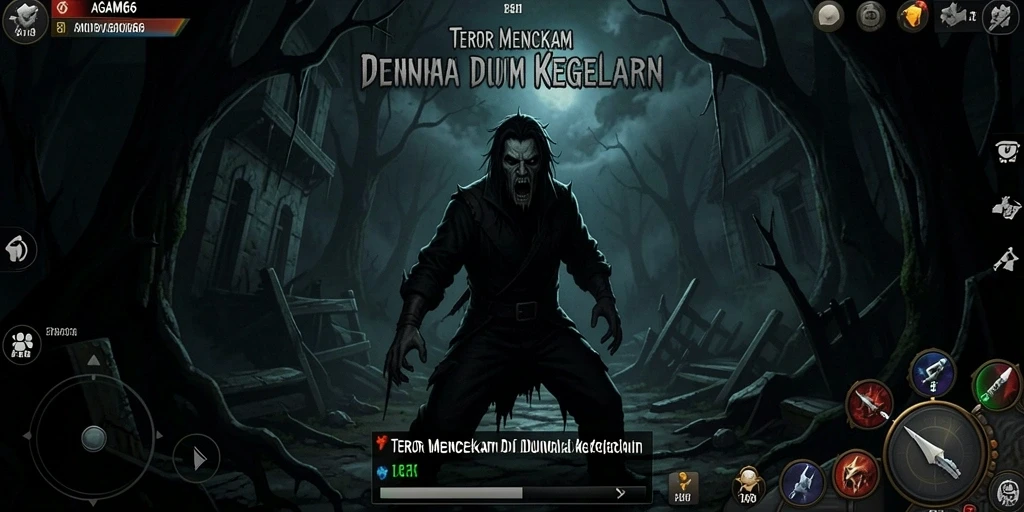 Screenshot AGAM66 yang menampilkan suasana menyeramkan dan gameplay yang mencekam.