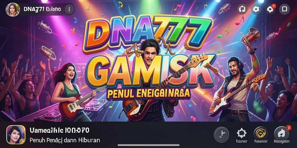 Screenshot utama dari DNA777 menampilkan gameplay musik yang mendebarkan.