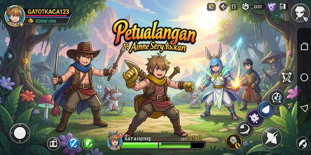 Tampilan gameplay <strong>GATOTKACA123</strong> menampilkan pertempuran anime yang seru.