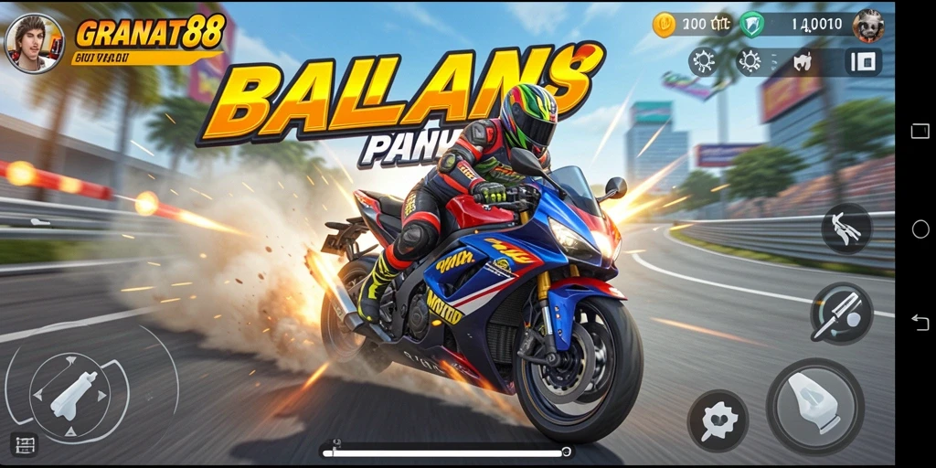 Tampilan gameplay balapan motor yang mendebarkan di GRANAT88.