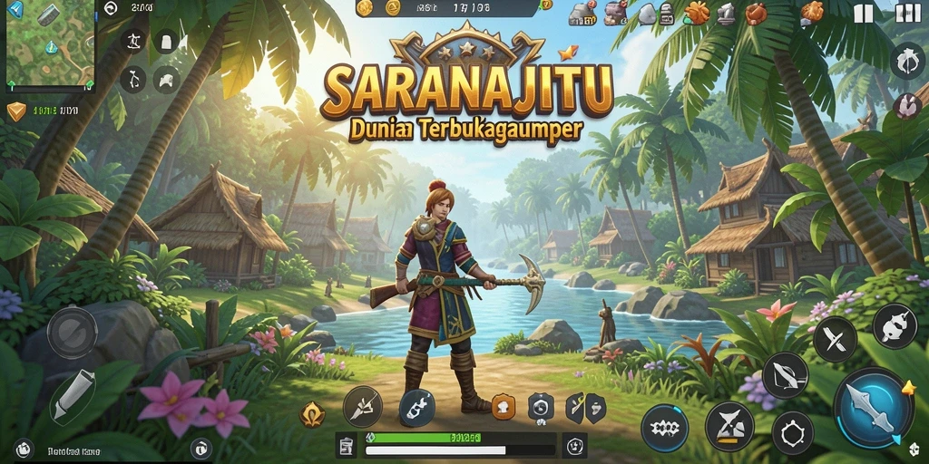 Tampilan gameplay menakjubkan dari SARANAJITU dengan dunia terbuka.