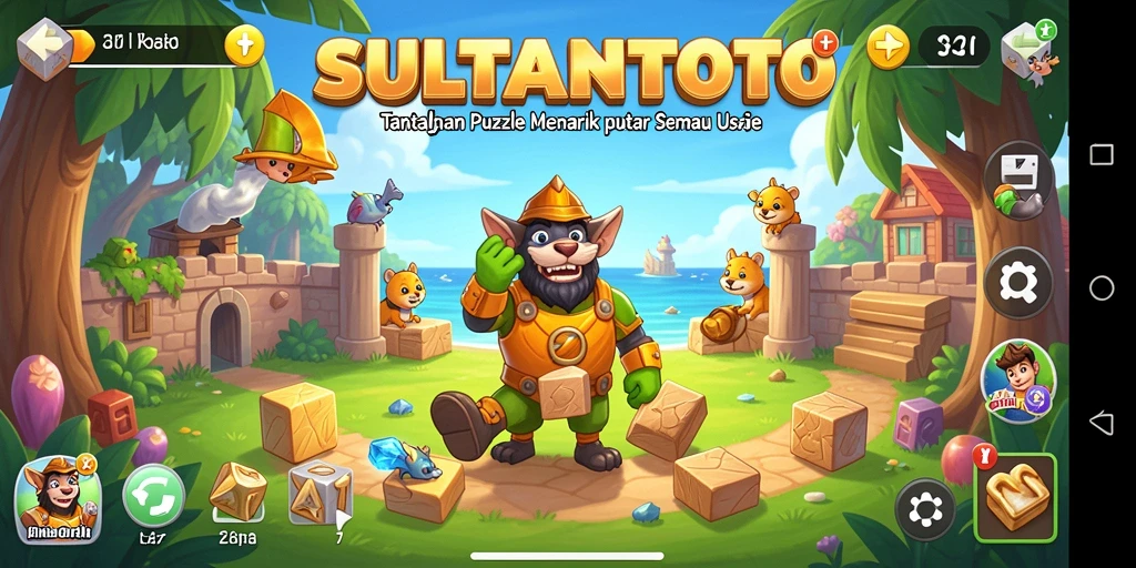 Tampilan gameplay SULTANTOTO yang penuh warna dan menantang.