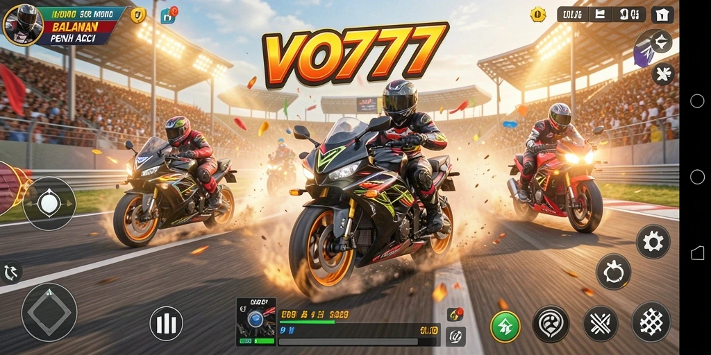 Tampilan gameplay menarik dari VO777 dalam balapan motor.