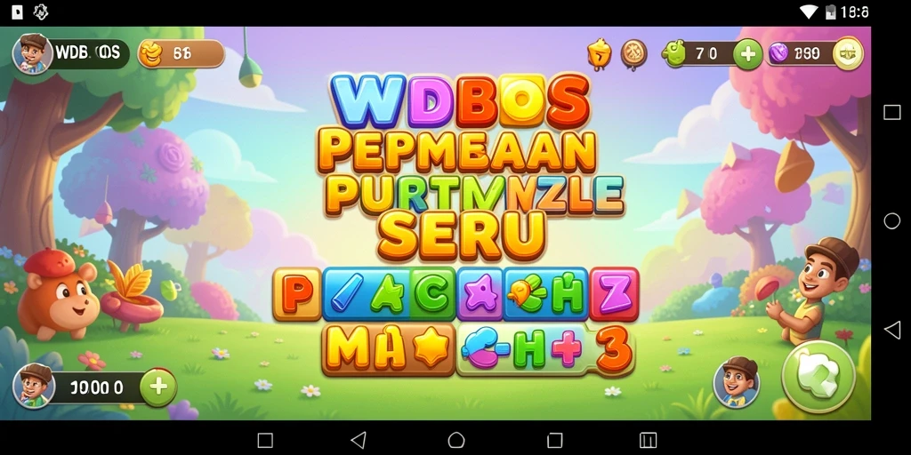 Tangkapan layar WDBOS dengan gameplay Match-3 yang menarik dan penuh warna.