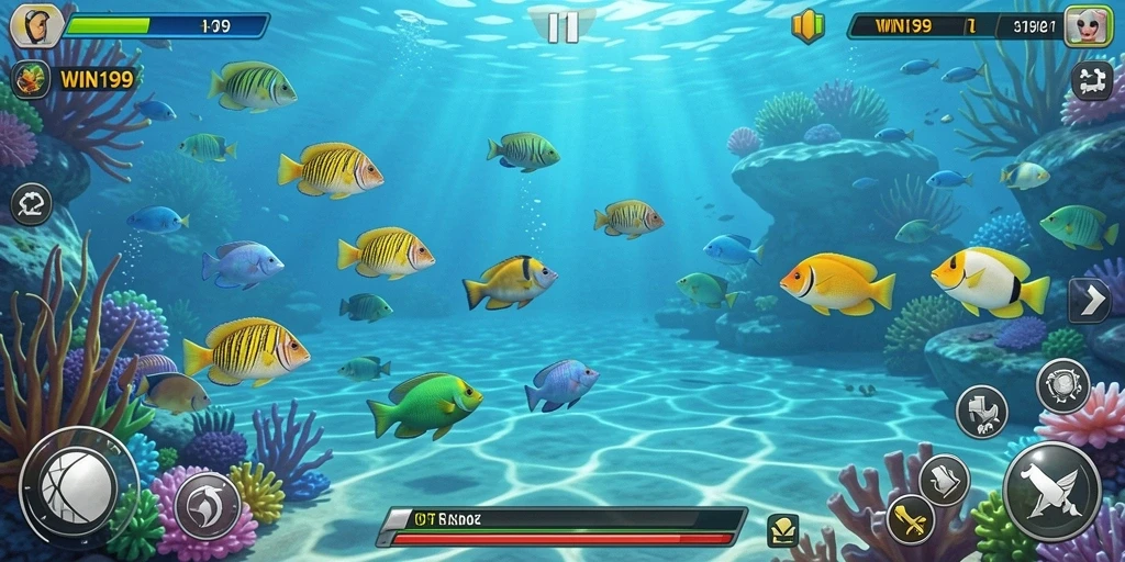 Tangkapan layar gameplay Tembak Ikan yang mendebarkan dalam WIN199.