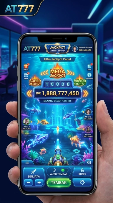 Pengguna yang puas sedang menjelajahi aplikasi di at777.